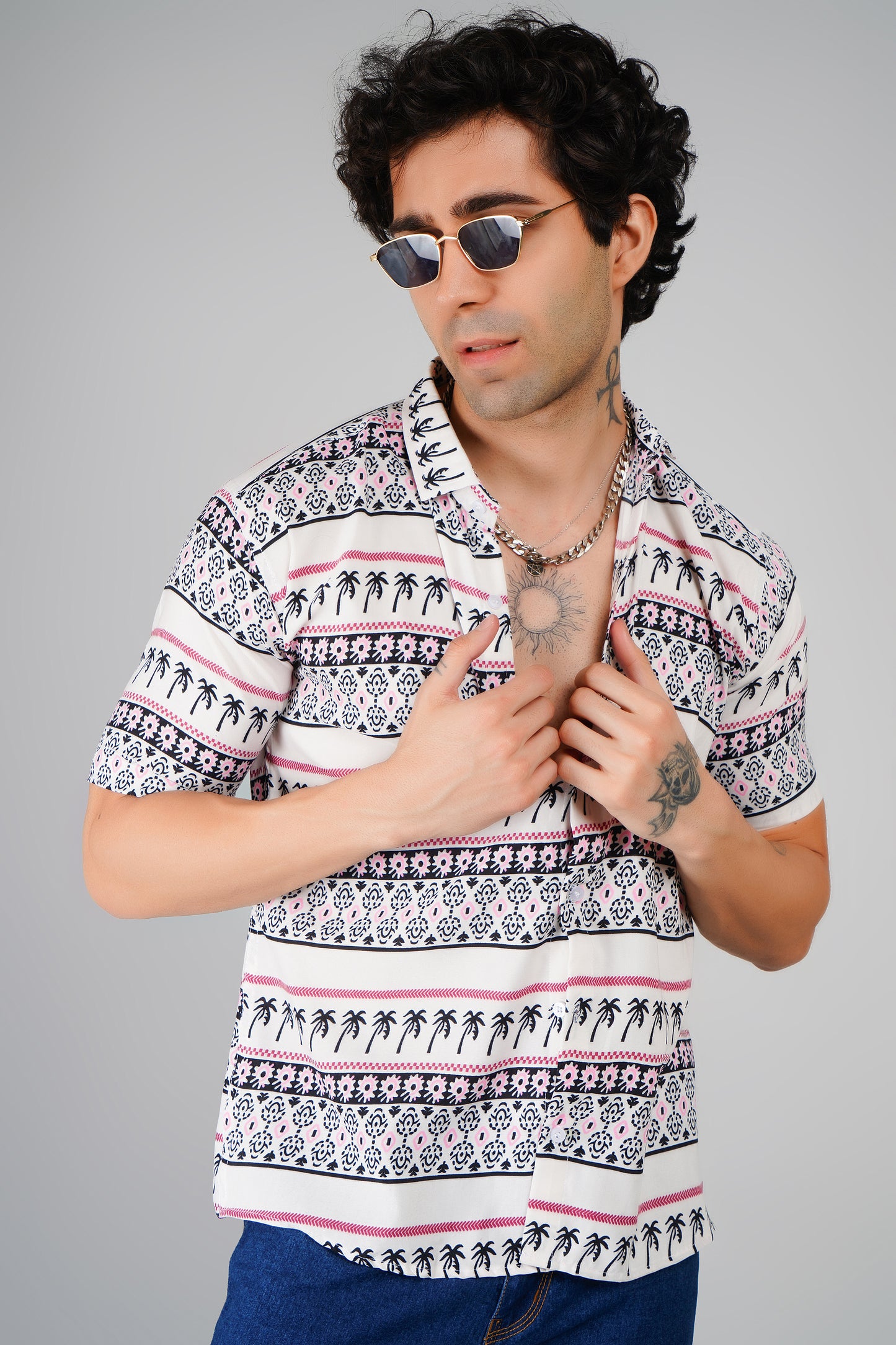 Summer Vibes Palm Print Shirt