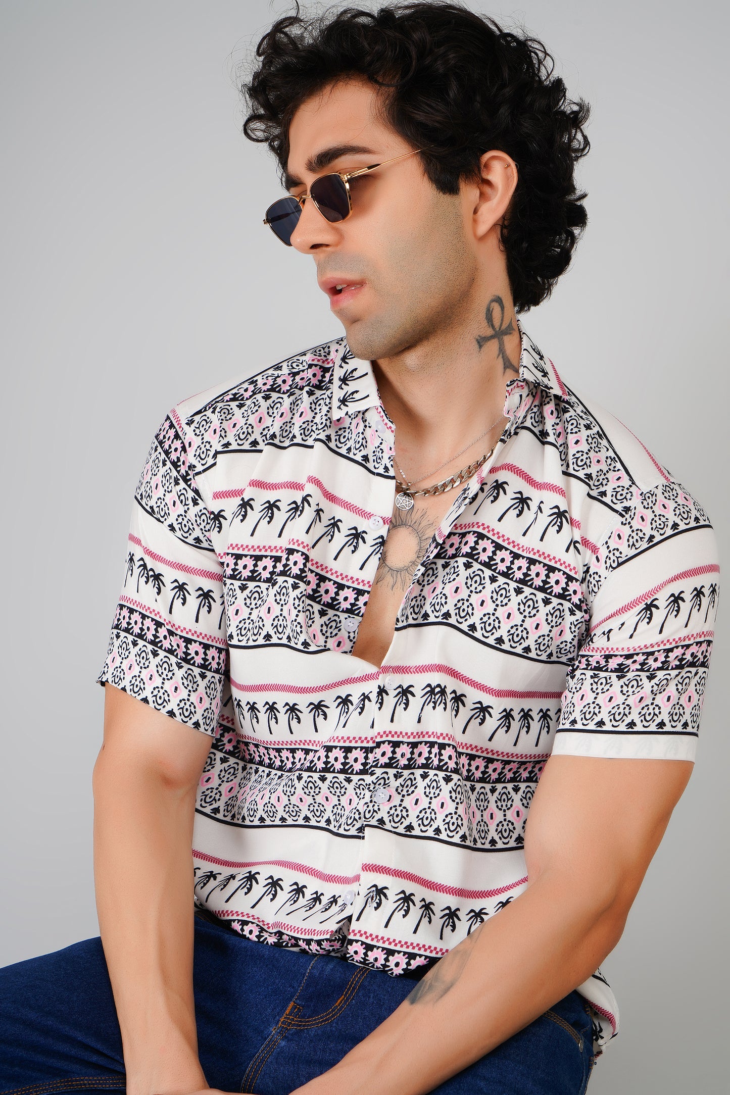 Summer Vibes Palm Print Shirt