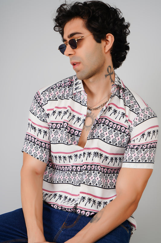 Summer Vibes Palm Print Shirt