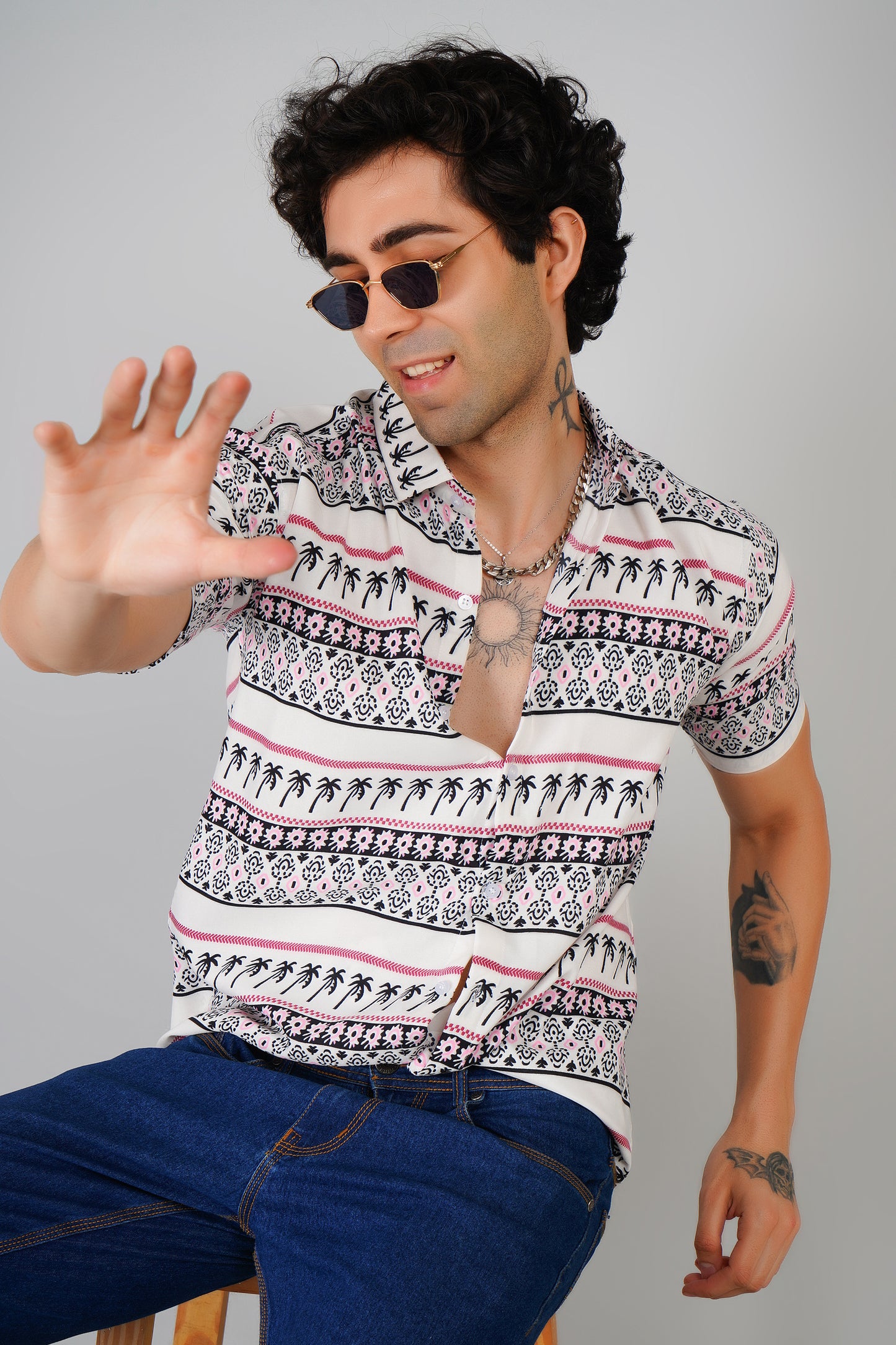 Summer Vibes Palm Print Shirt
