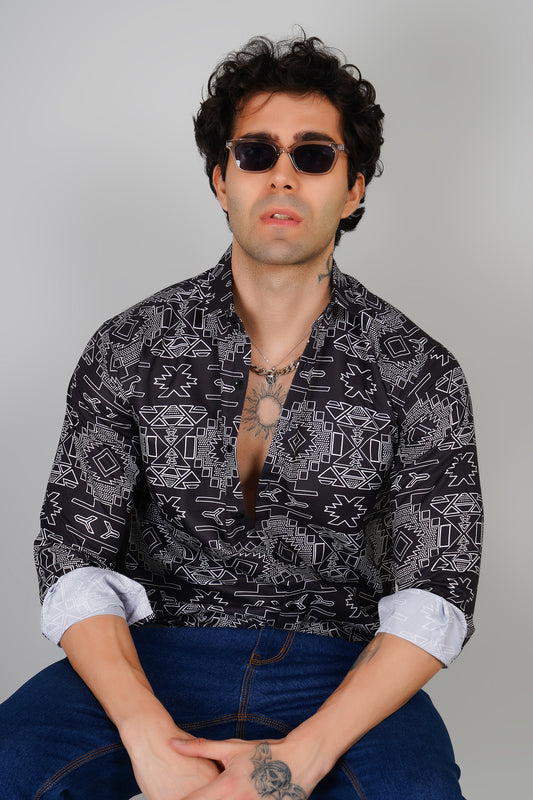 Urban Edge Black Patterned Shirt