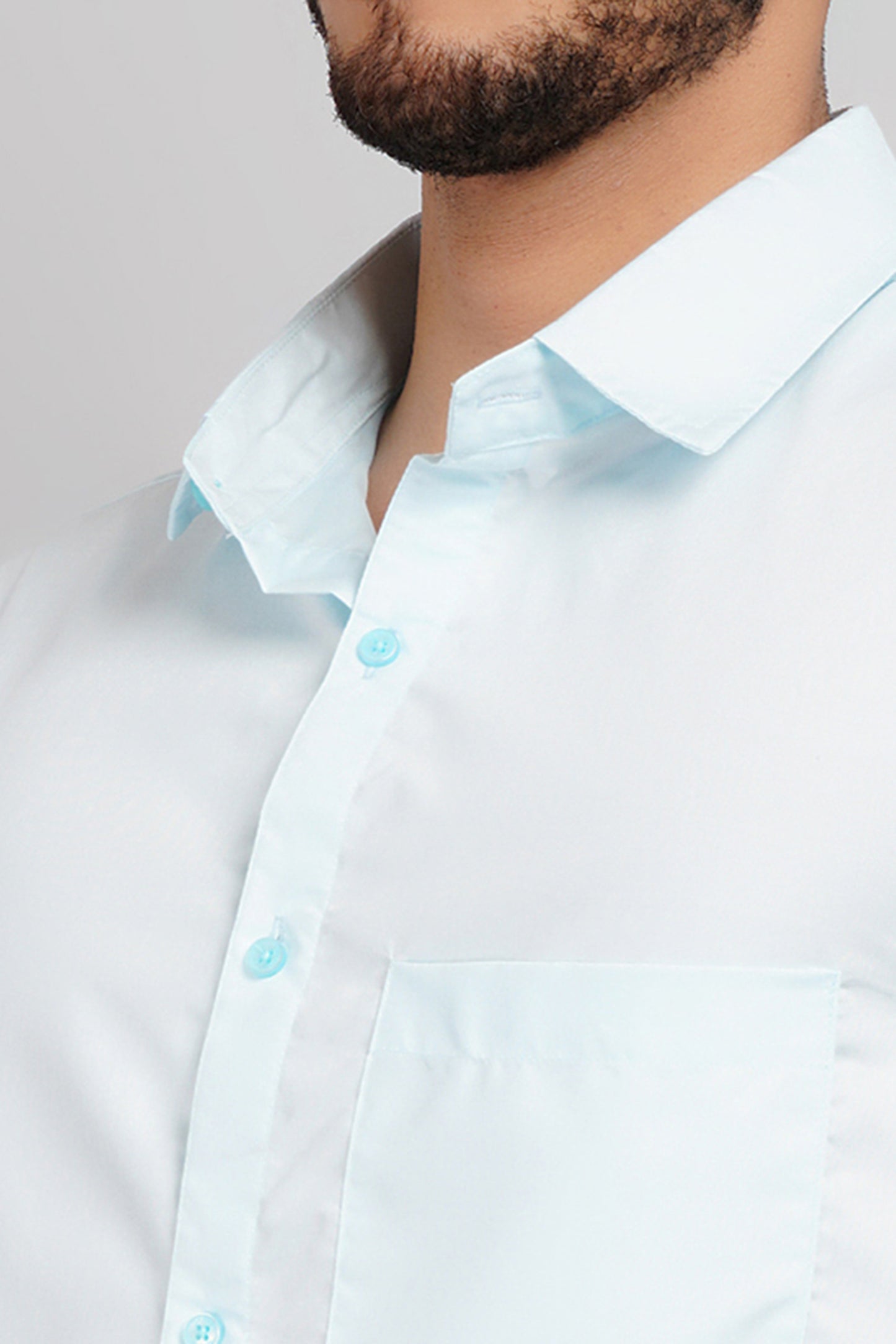 Crystal Blue Cotton Regular Fit Men's Shirt