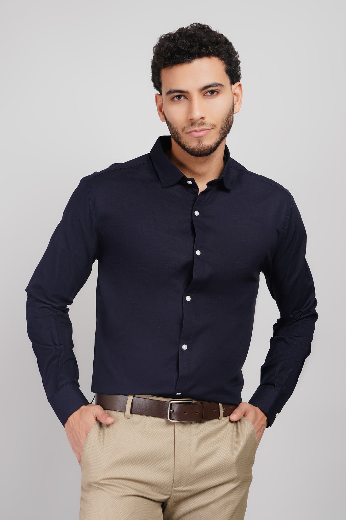 Rarerz Navy Linen Cotton White Statement Men's Shirt