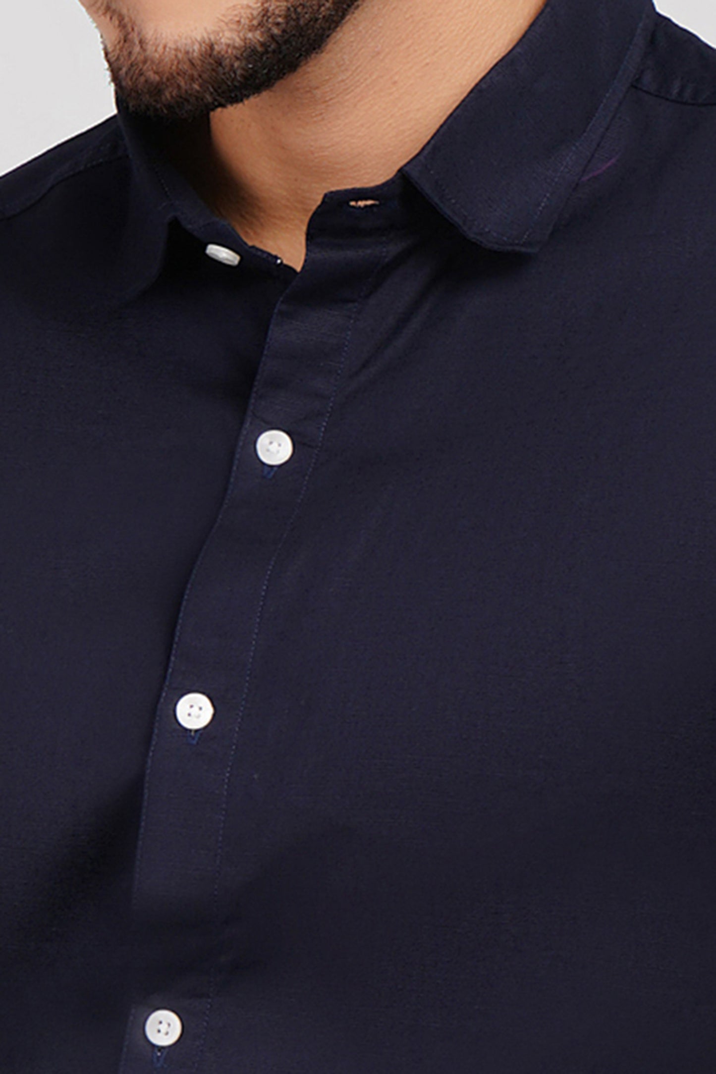 Rarerz Navy Linen Cotton White Statement Men's Shirt