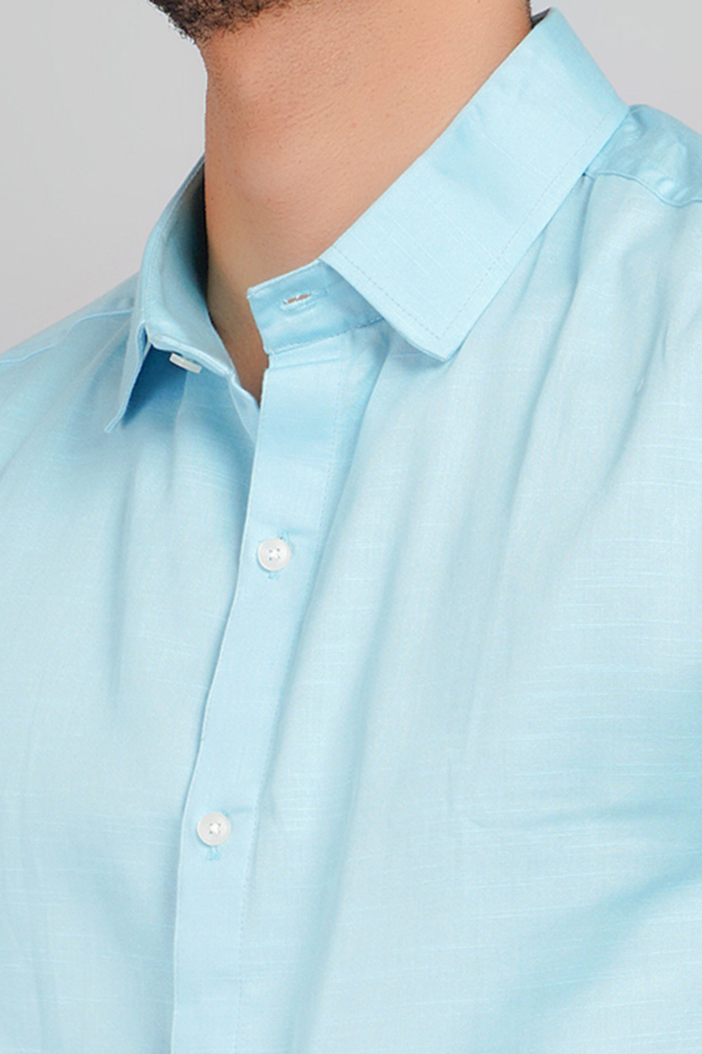 Frost Blue Cotton Men's Shirt