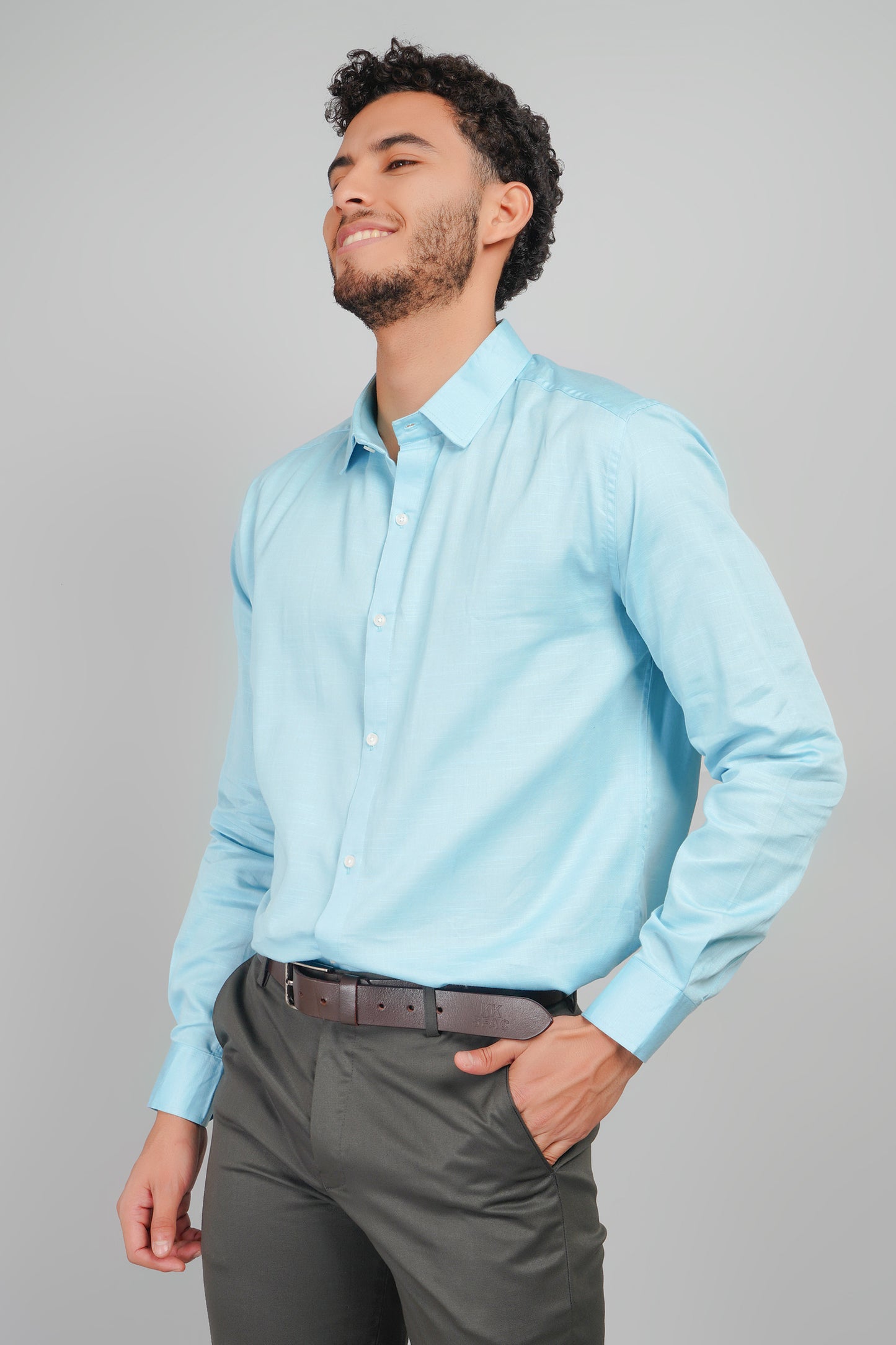 Frost Blue Cotton Men's Shirt