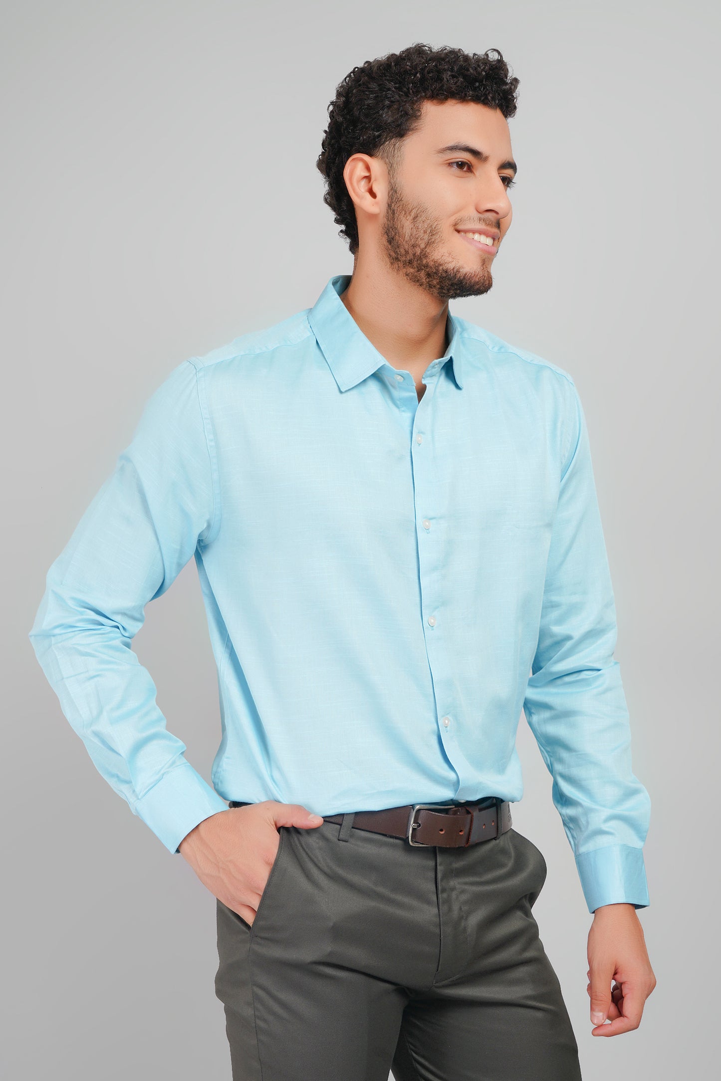 Frost Blue Cotton Men's Shirt