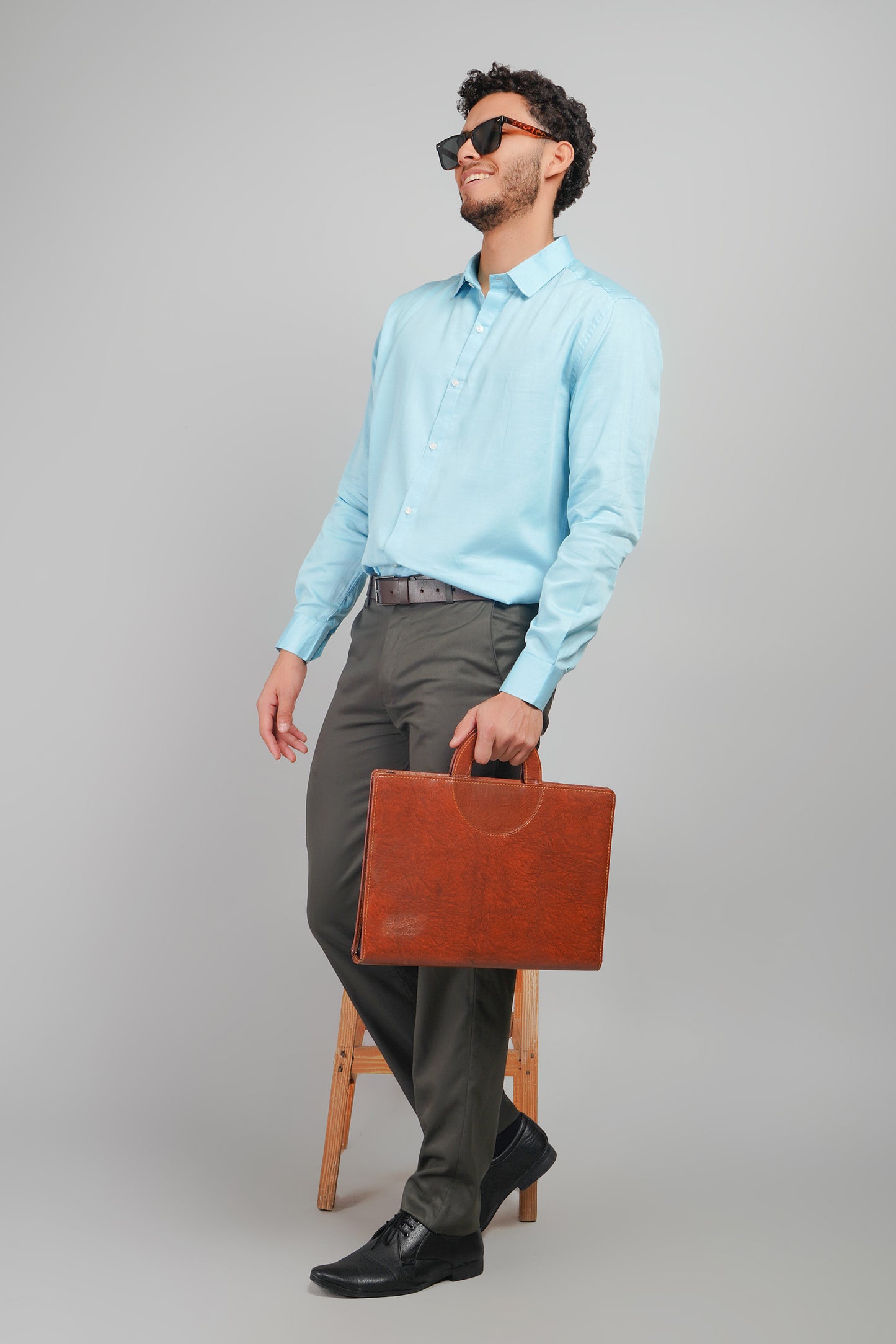 Frost Blue Cotton Men's Shirt