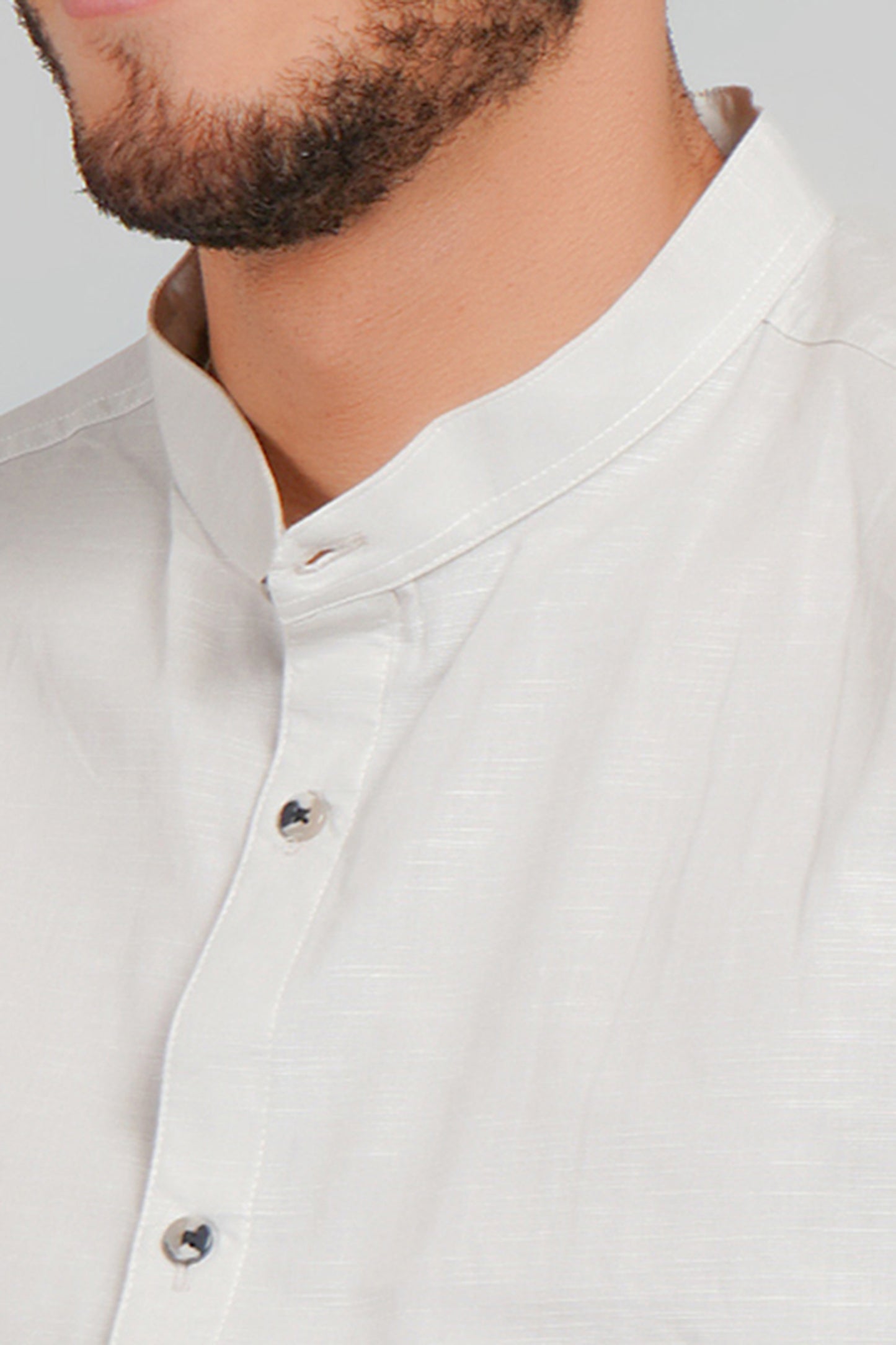 Ice Gray Linen Cotton Mandarin Men's Shirt