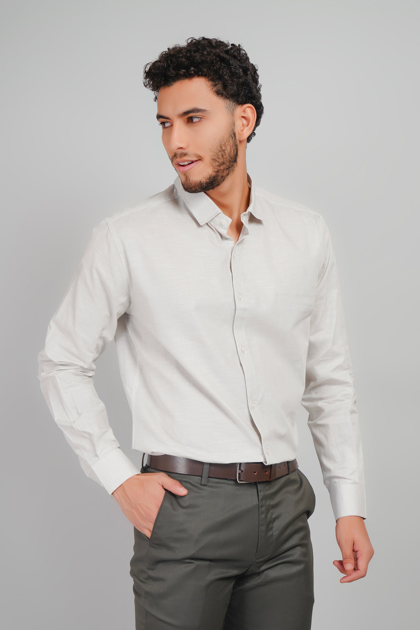 Frosted Gray Linen Cotton Men's Shirt