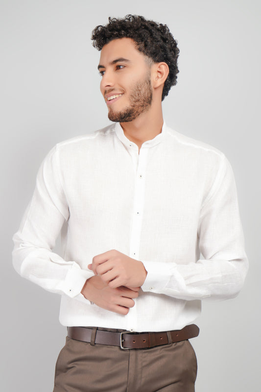 Rarerz White Pure Cotton Mandarin Men's Shirt