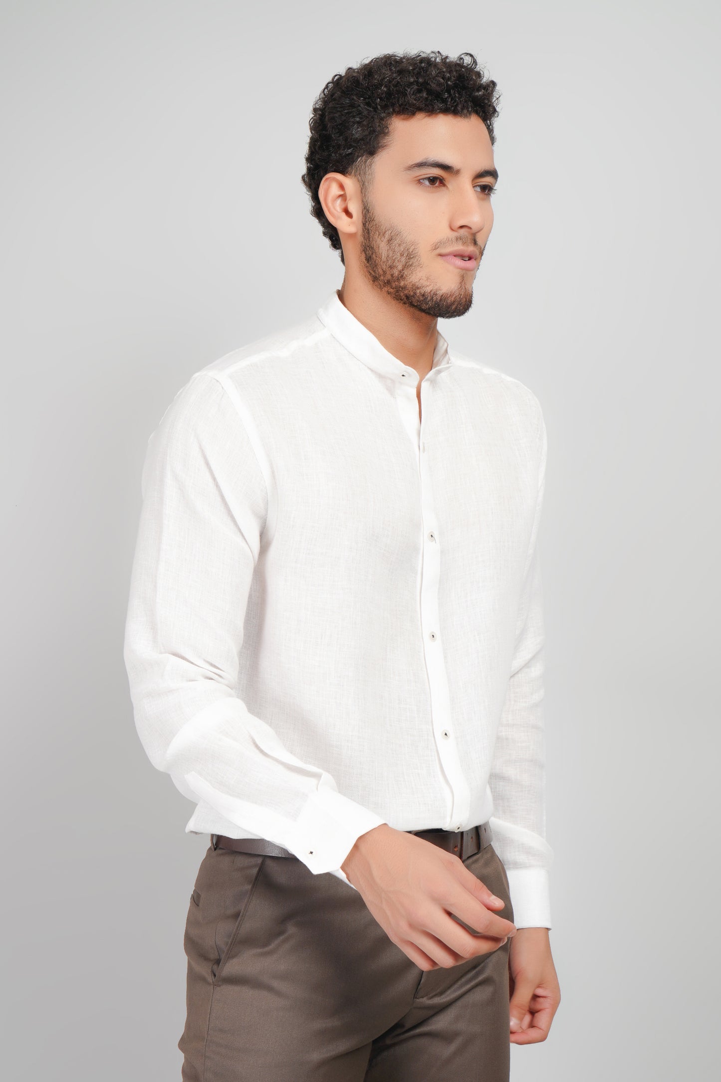 Rarerz White Pure Cotton Mandarin Men's Shirt