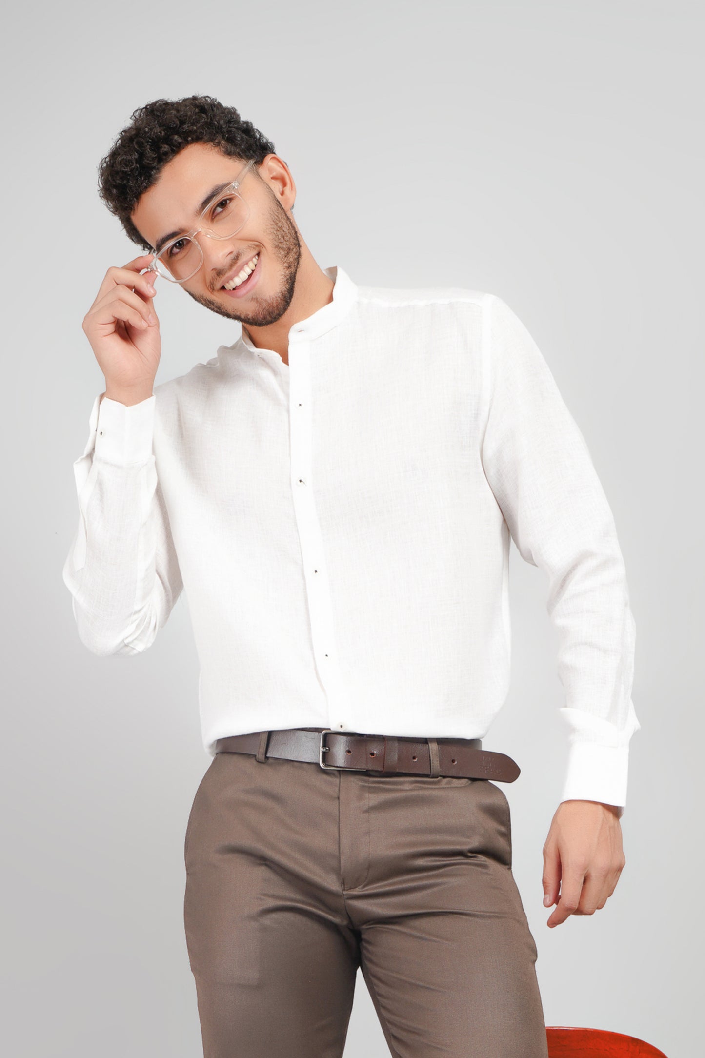 Rarerz White Pure Cotton Mandarin Men's Shirt