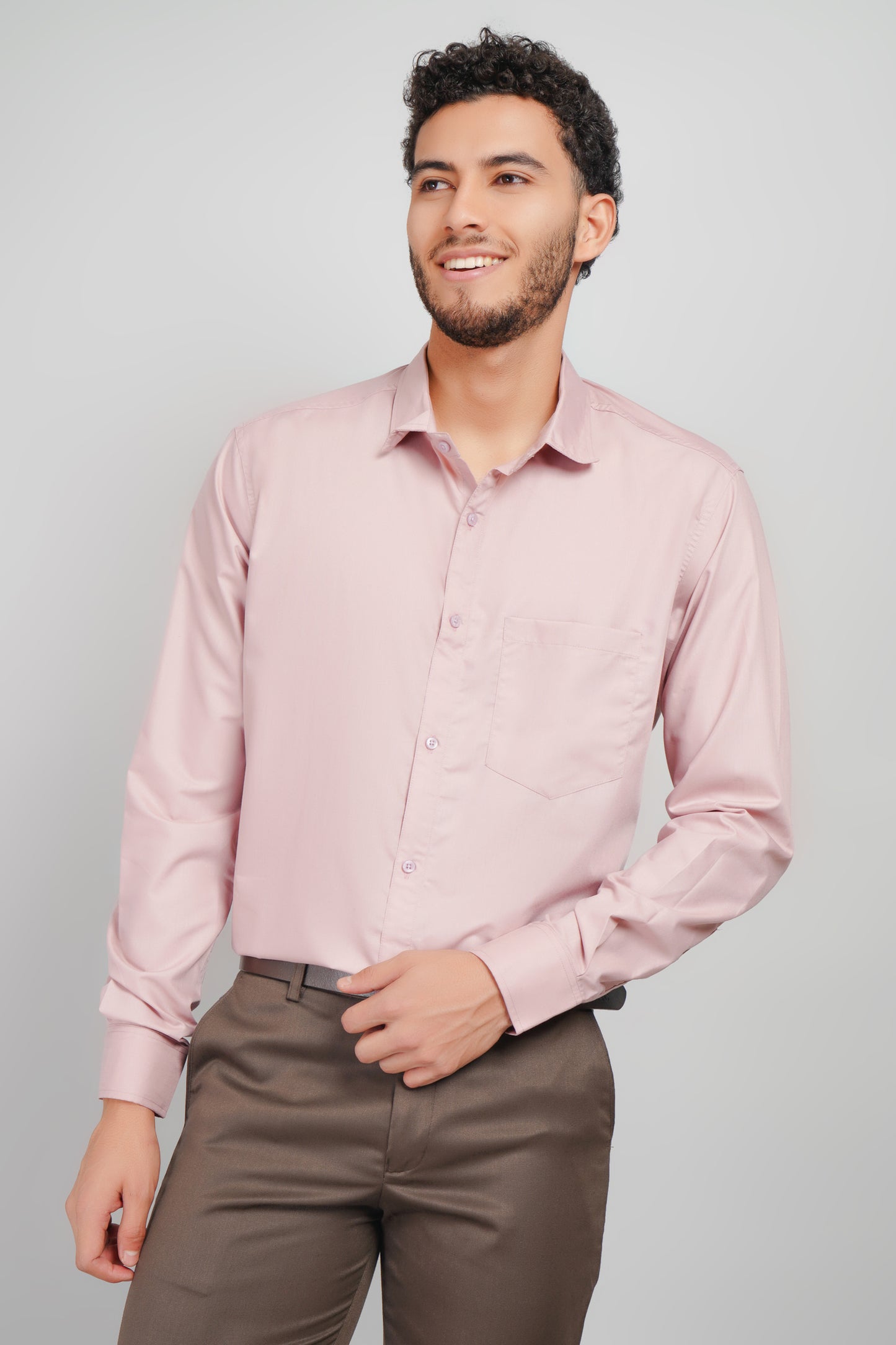 Rostin Peach Cotton Men's Tone-On-Tone Shirt