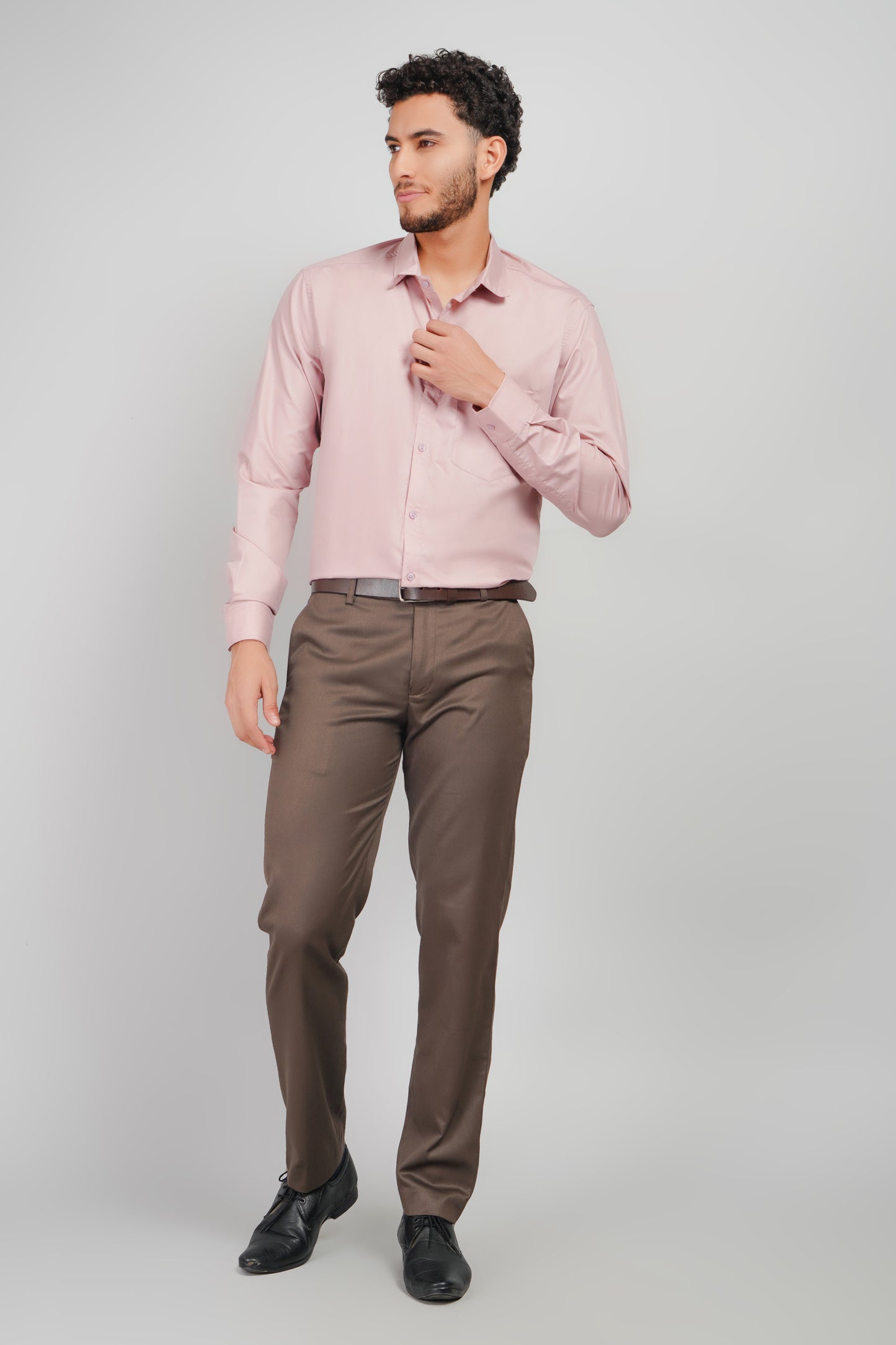 Rostin Peach Cotton Men's Tone-On-Tone Shirt