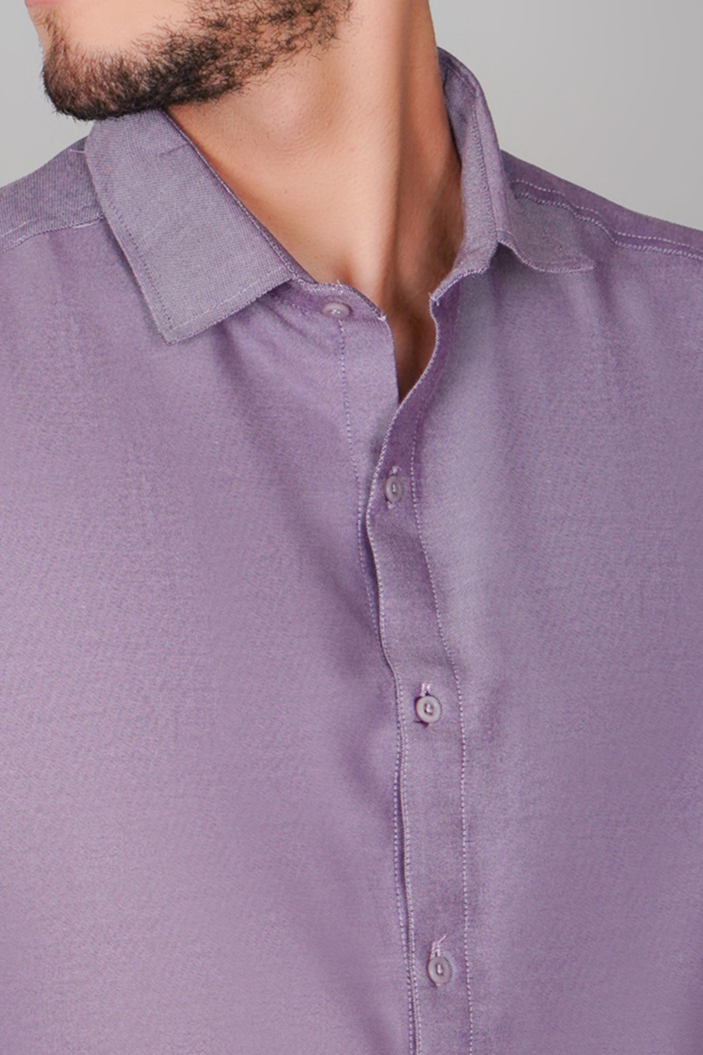 Violet Textured Pure Cotton Oxford Tone-On-Tone Shirt