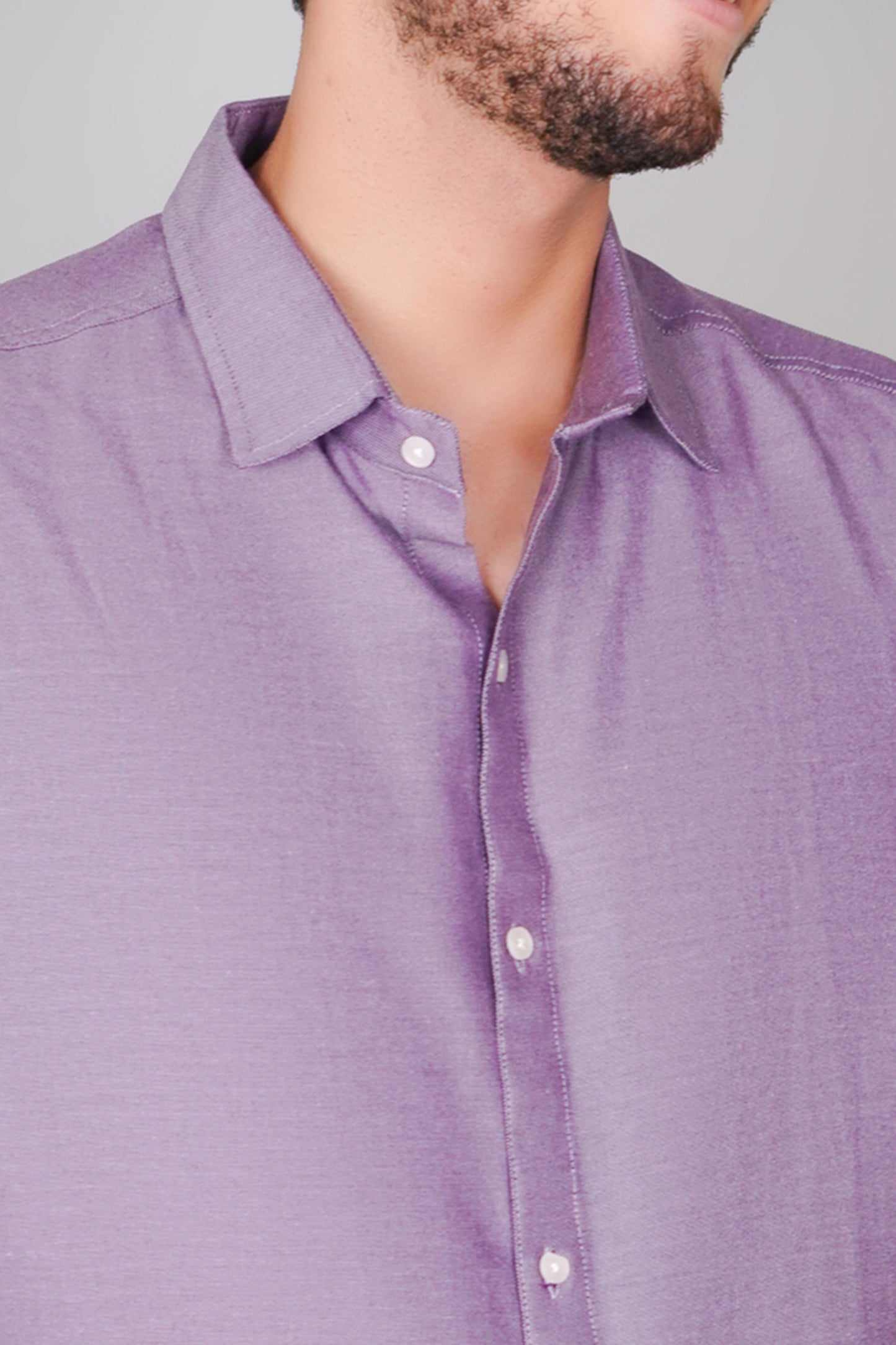 Violet Textured Pure Cotton Oxford White Statement Shirt