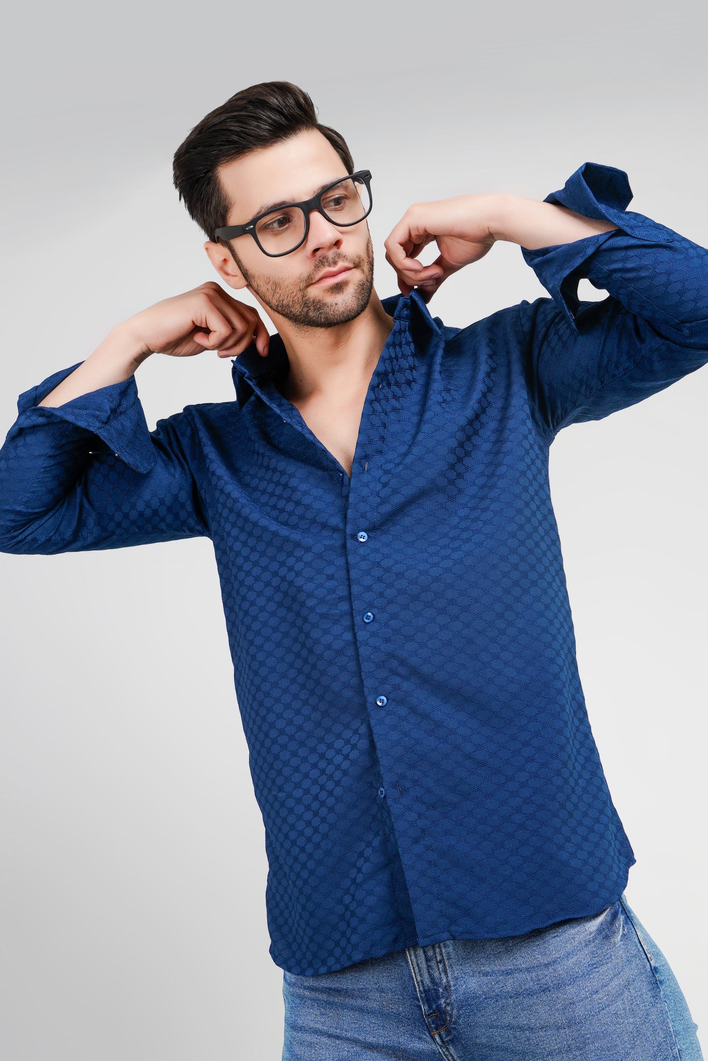 Oxford Blue Textured Shirt