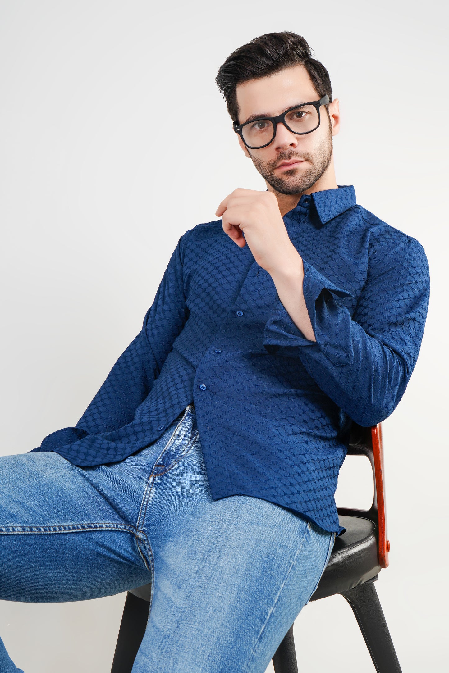 Oxford Blue Textured Shirt