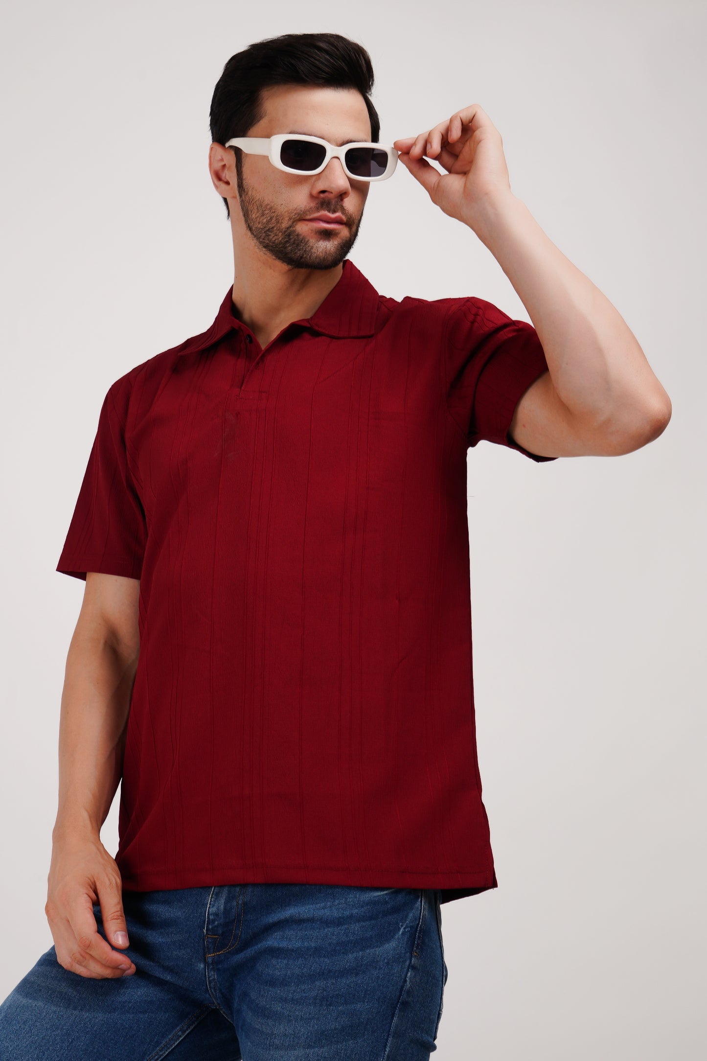 Textured Trail T-Shirt - Sangria Shade