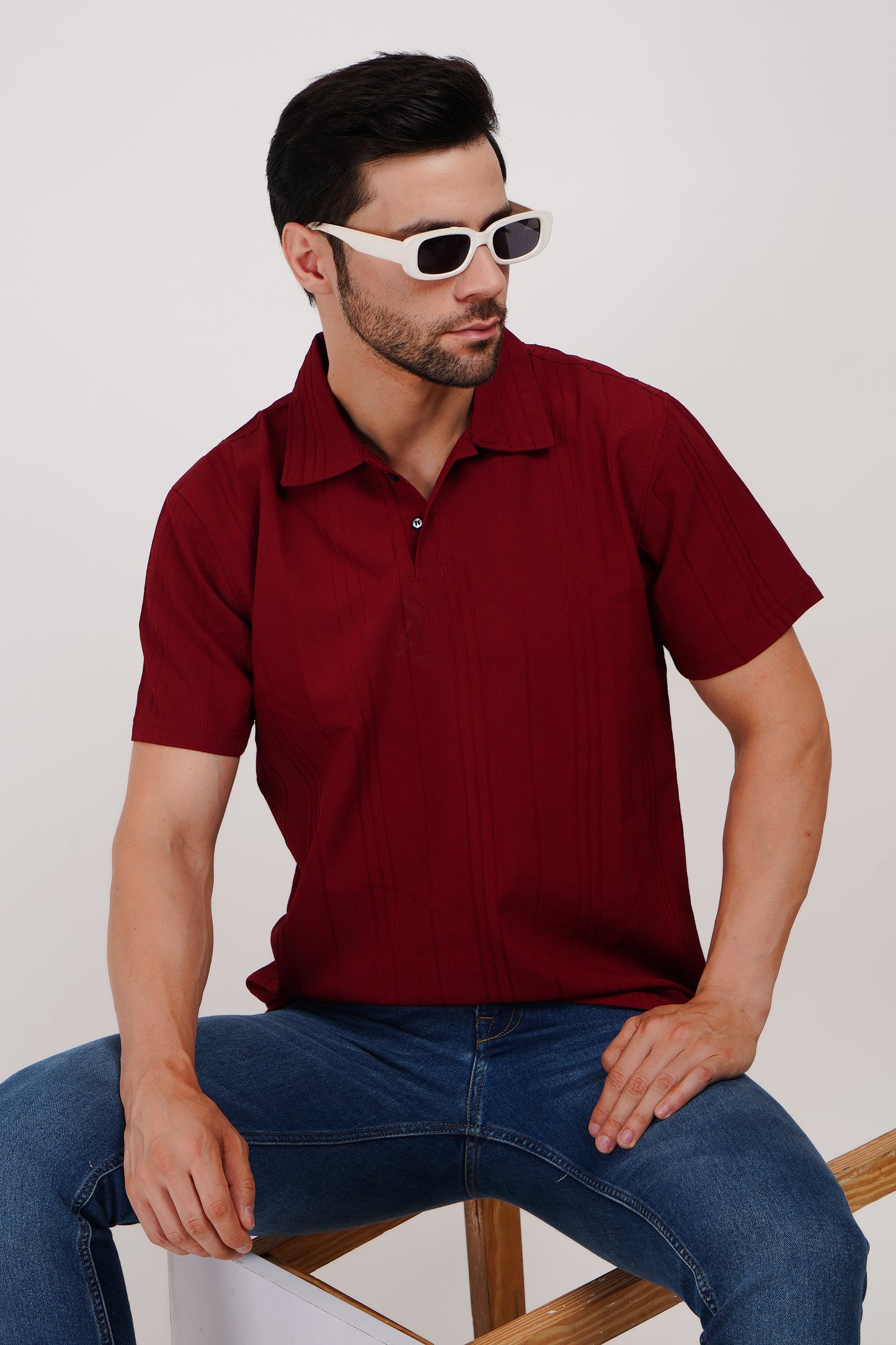 Textured Trail T-Shirt - Sangria Shade